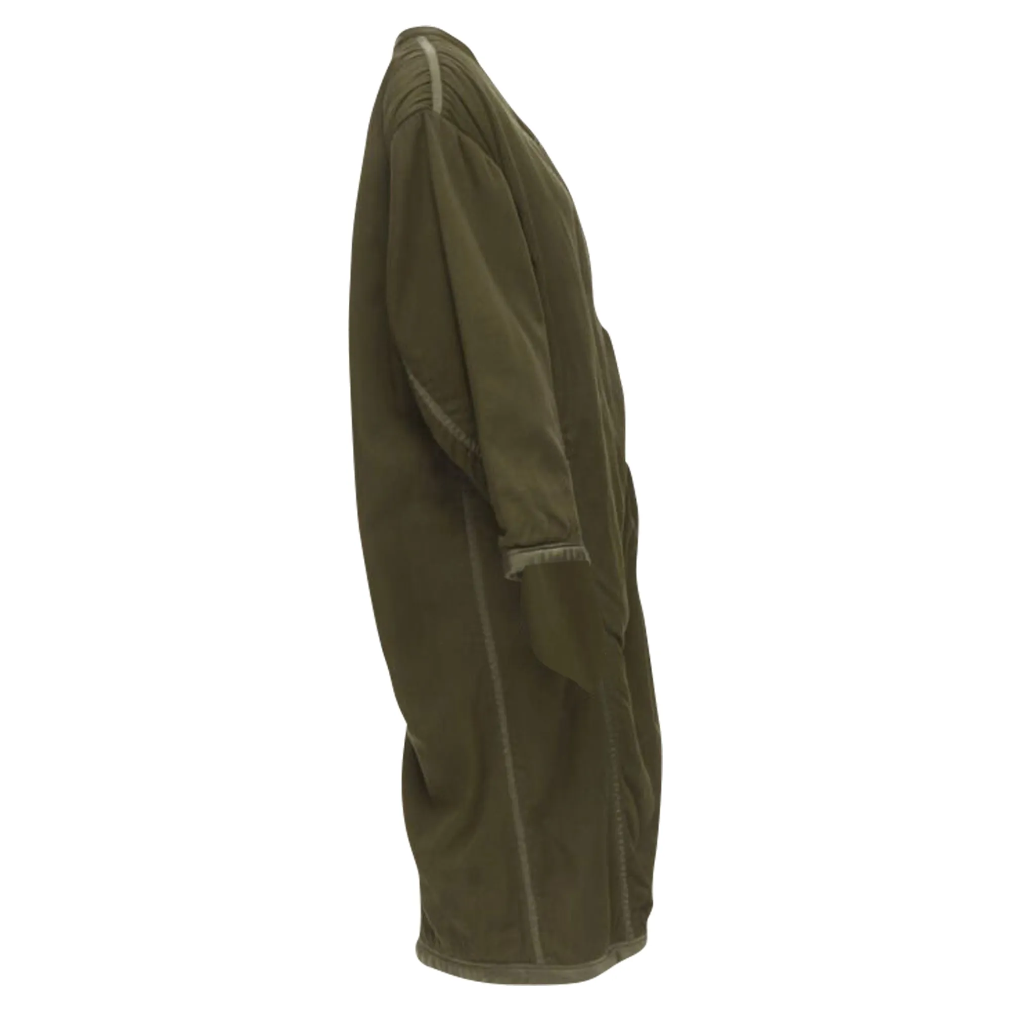 Issey Miyake khaki padded shoulder oversized coat
