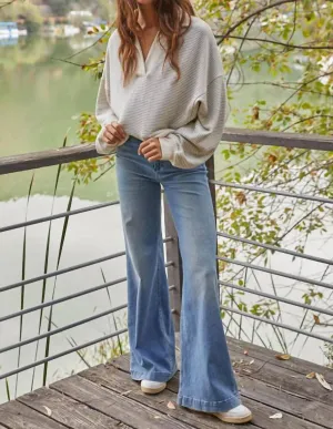 Ivy League Pullover Top In Cream Taupe