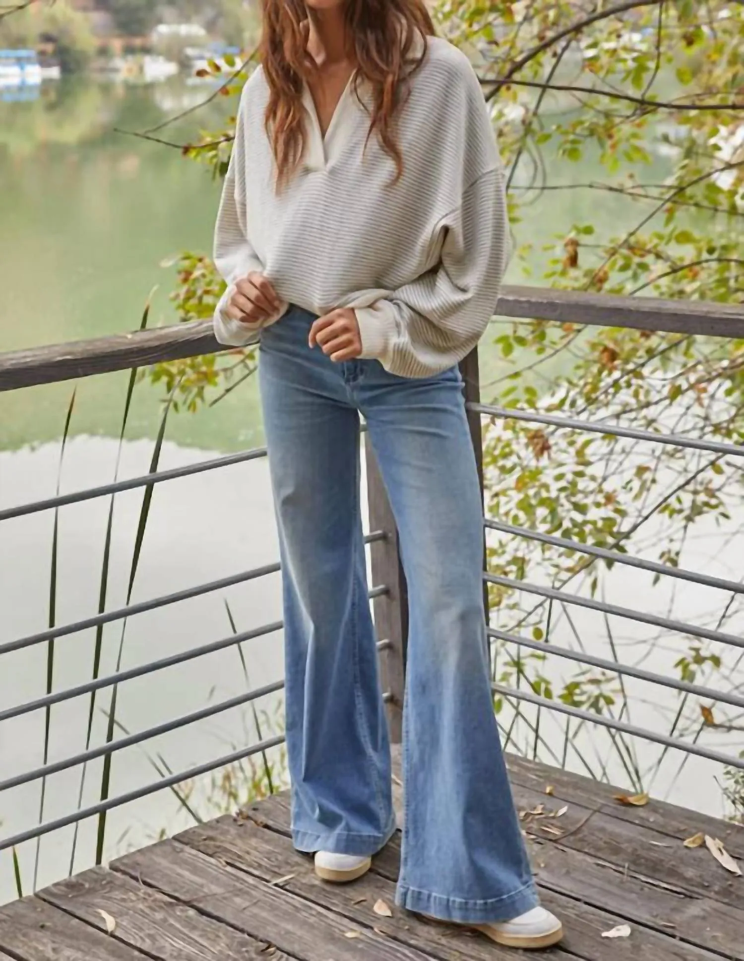Ivy League Pullover Top In Cream Taupe