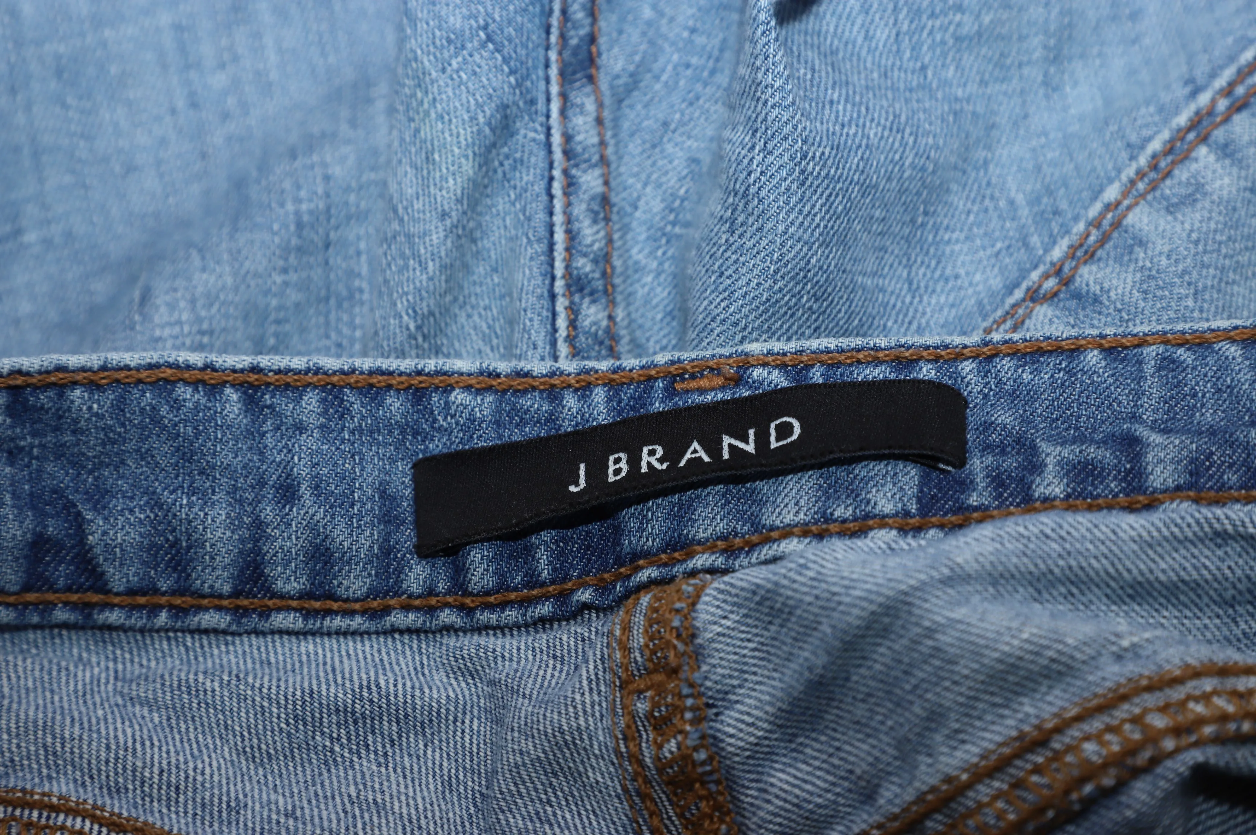 J Brand Distressed Boyfriend Jeans in Blue Cotton Denim