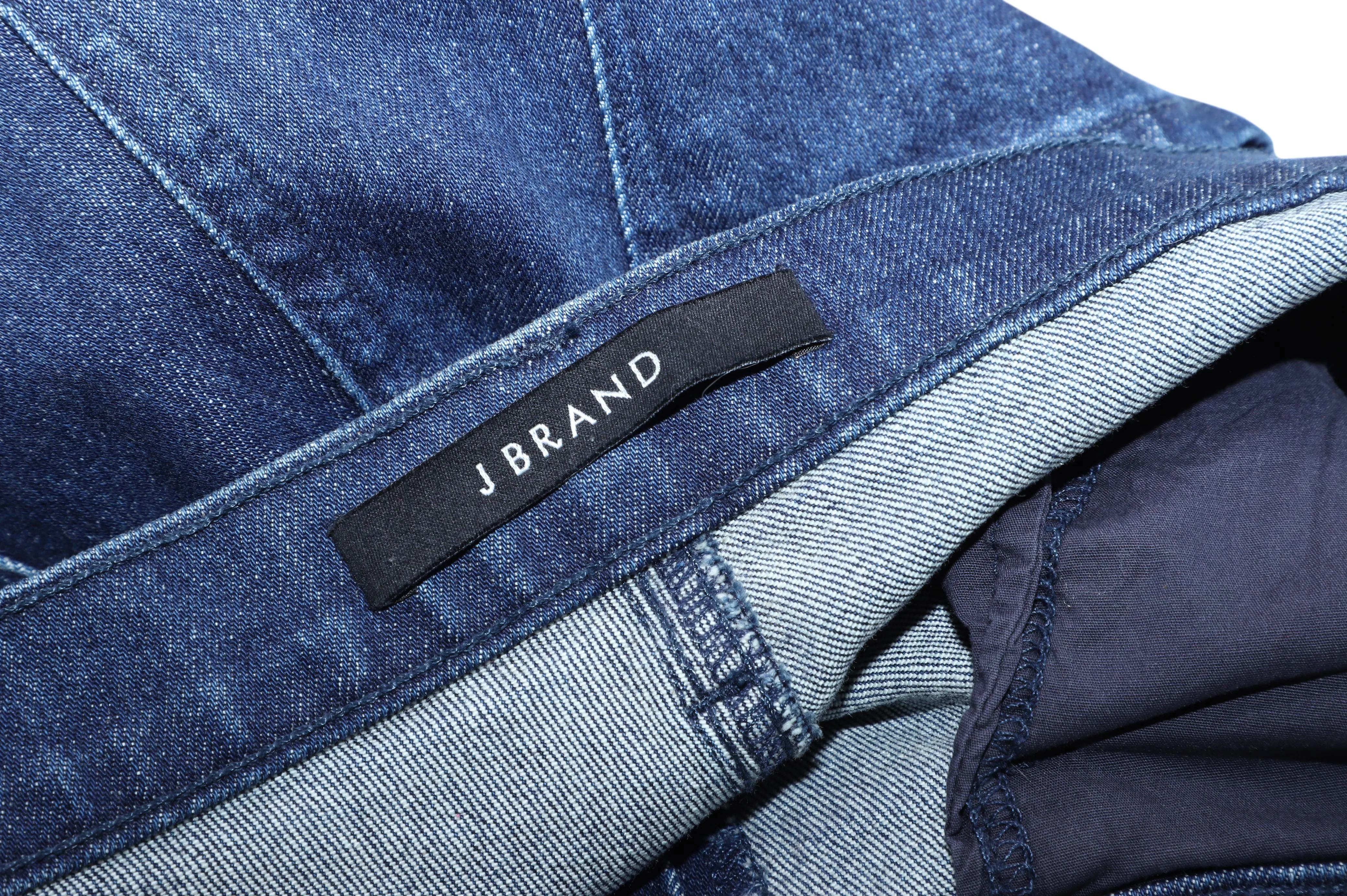 J Brand Joan High Rise Wide Leg Crop Jeans in Blue Cotton