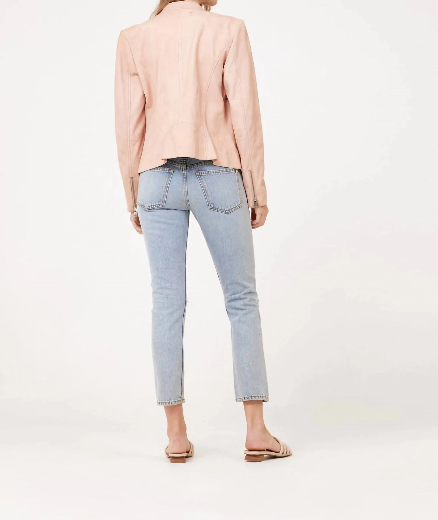 Jennet Leather Jacket In Rose