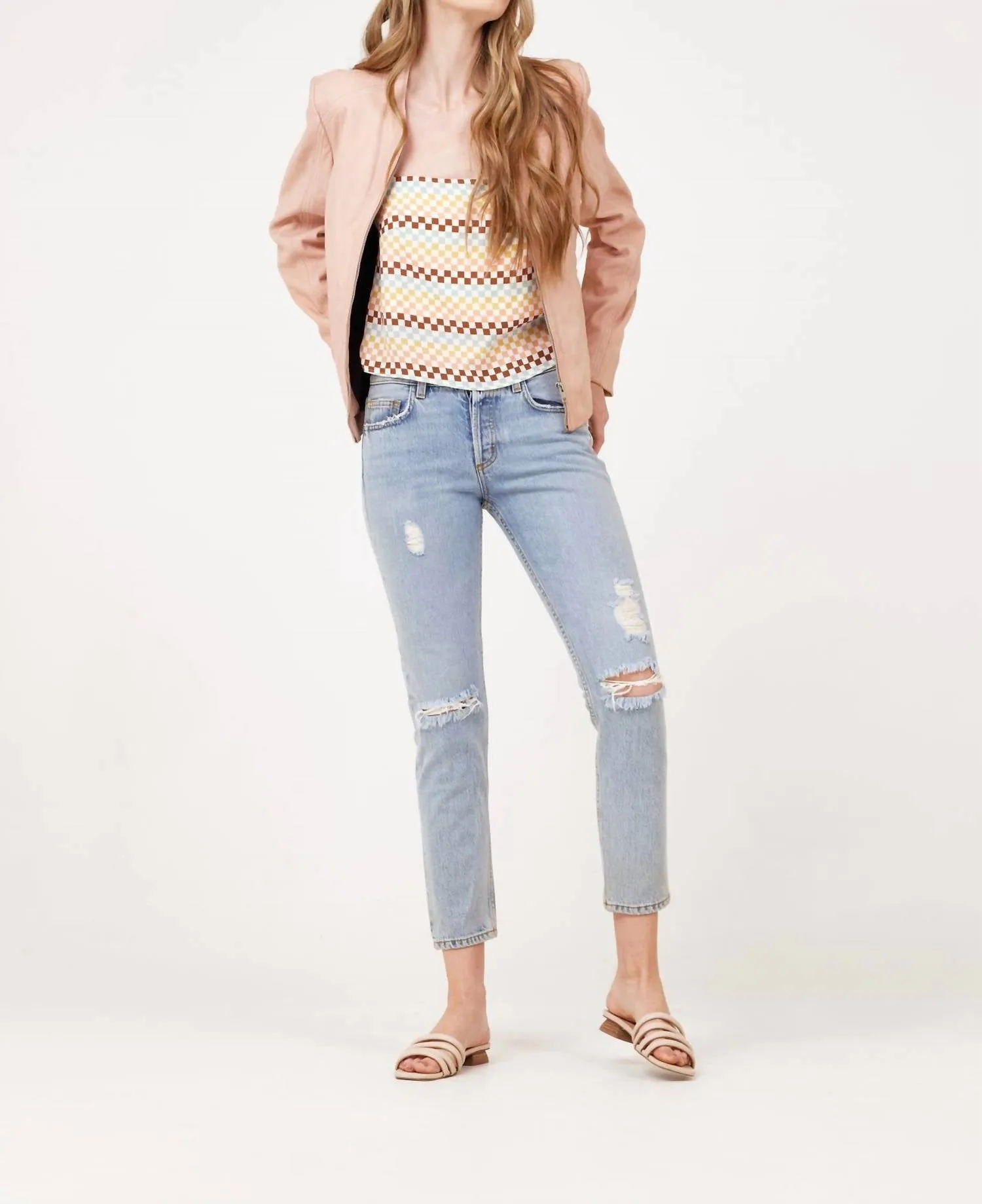 Jennet Leather Jacket In Rose