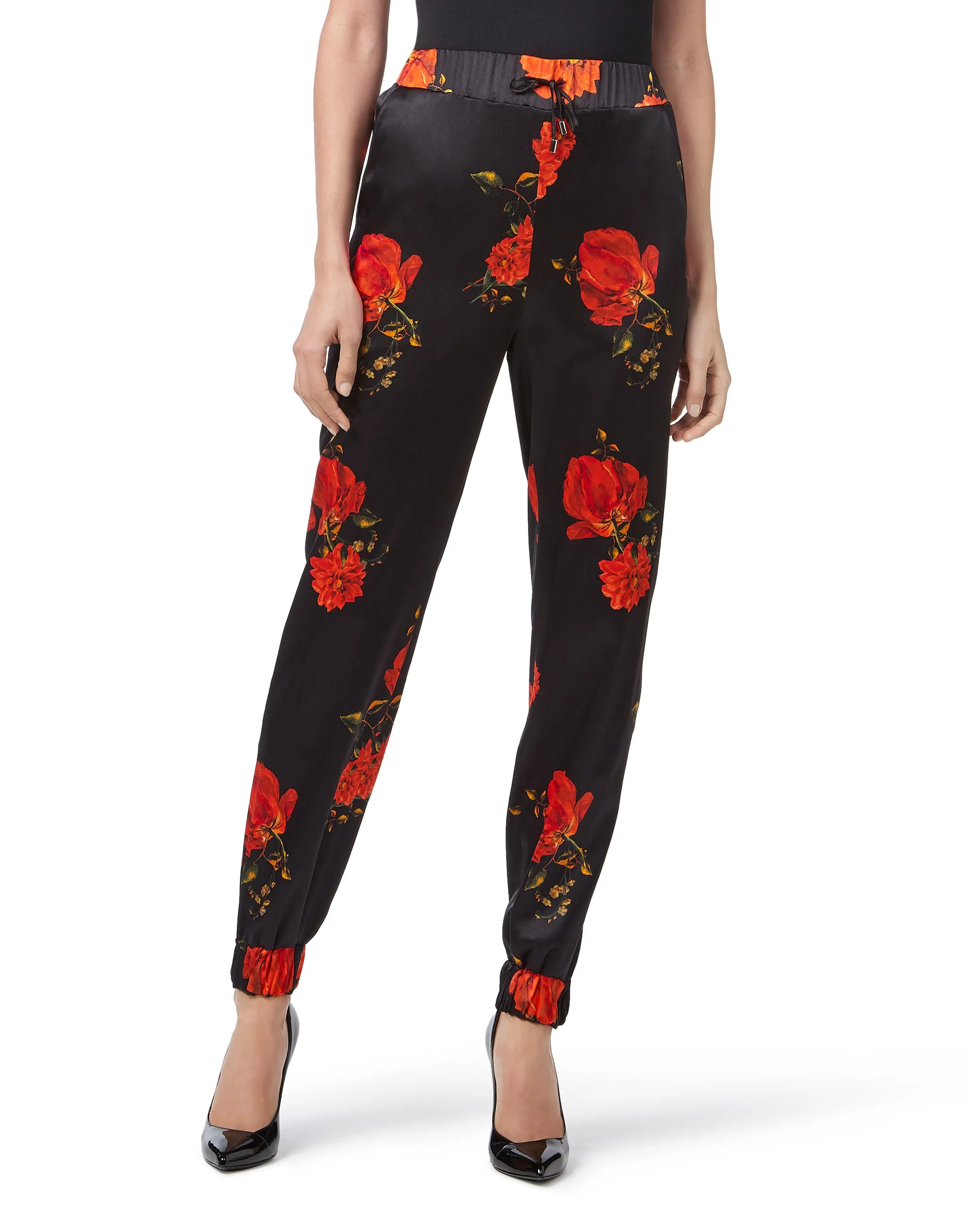 Jogging Trousers &quot;Red Flowers Print&quot;