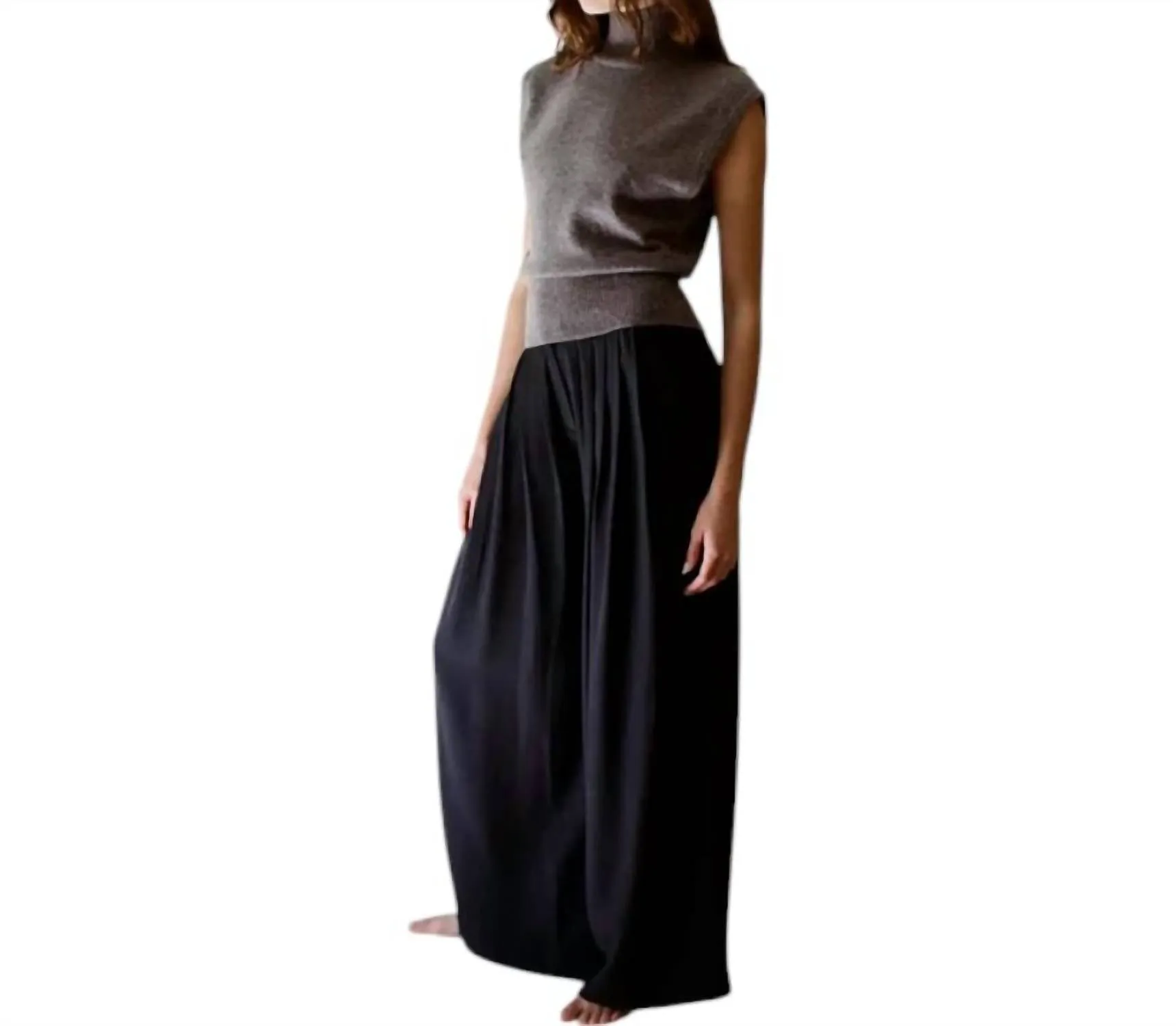 Kaia Cashmere Vest Top In Dark Mocha