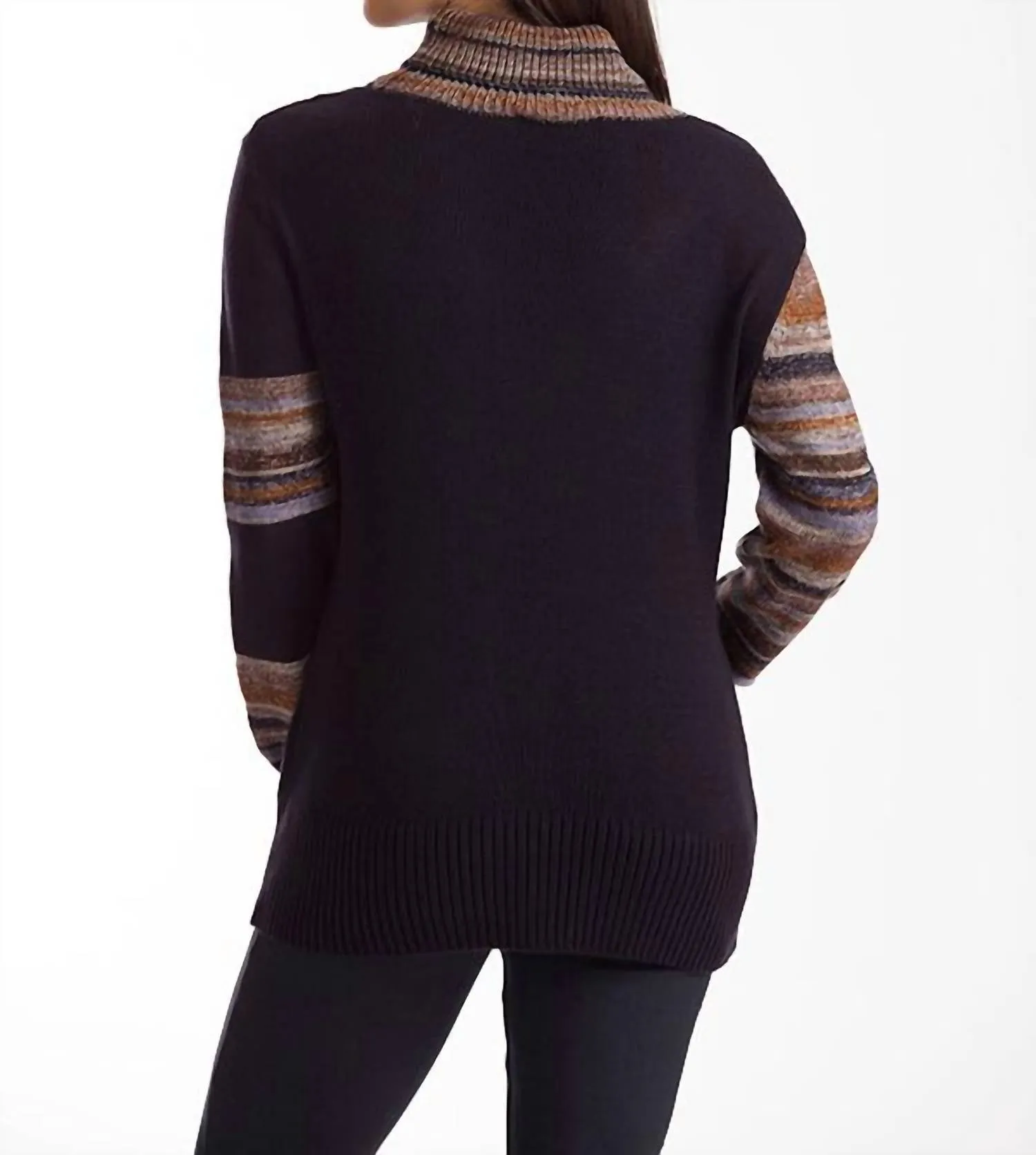 Katherine Braided Open Neck Sweater In Black Multi