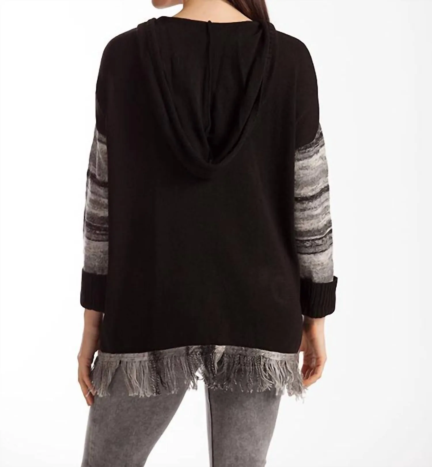 Katherine Braided Open Neck Sweater In Black Multi