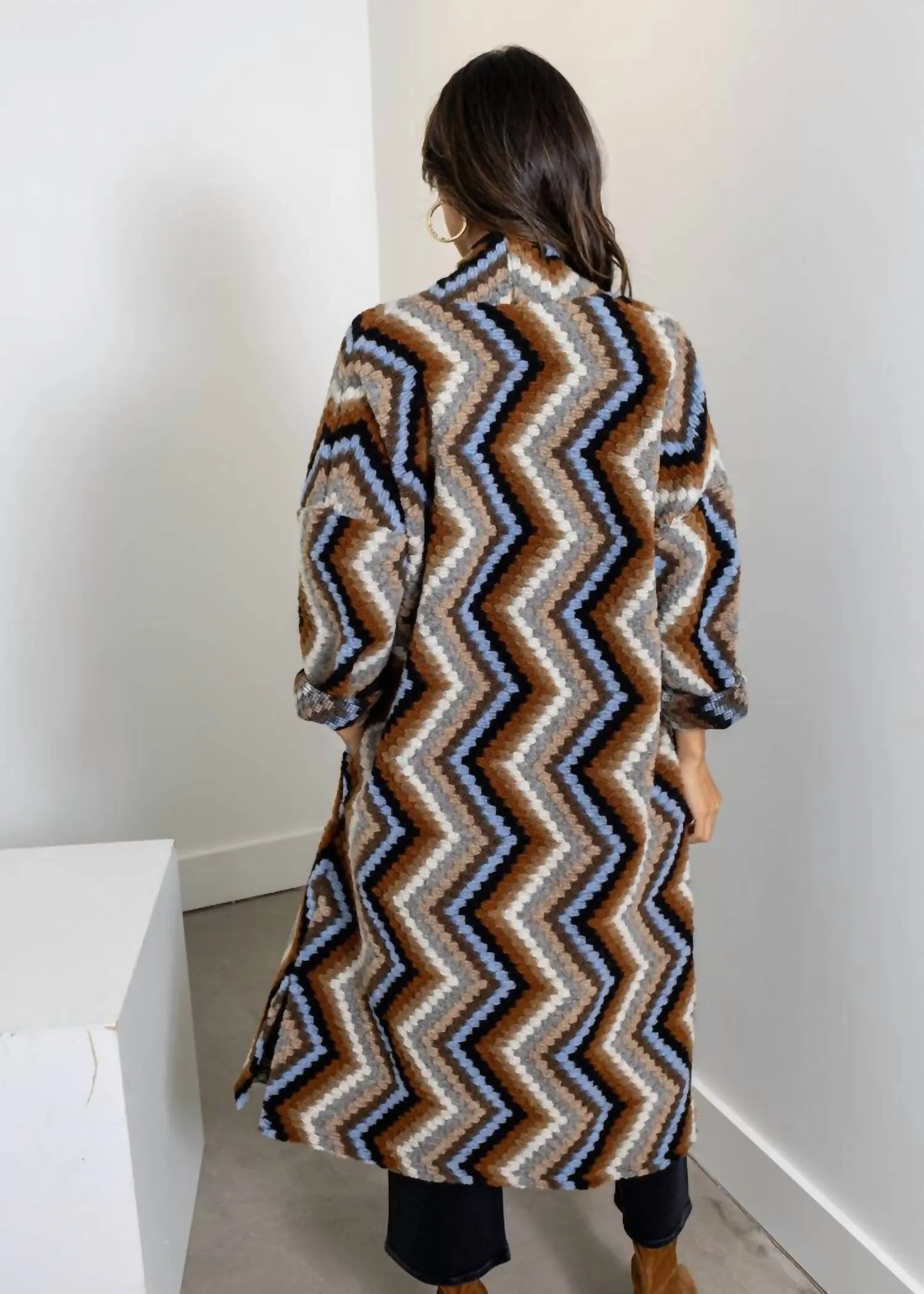 Knit Cardigan In Blue Combo