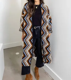 Knit Cardigan In Blue Combo