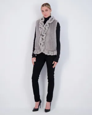 Knit Mink Ruffle Vest