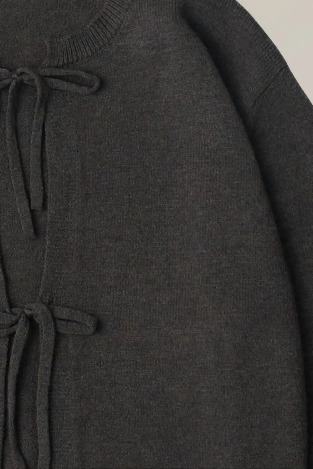Knit Sweater Tie Front Cardigan In Charcoal