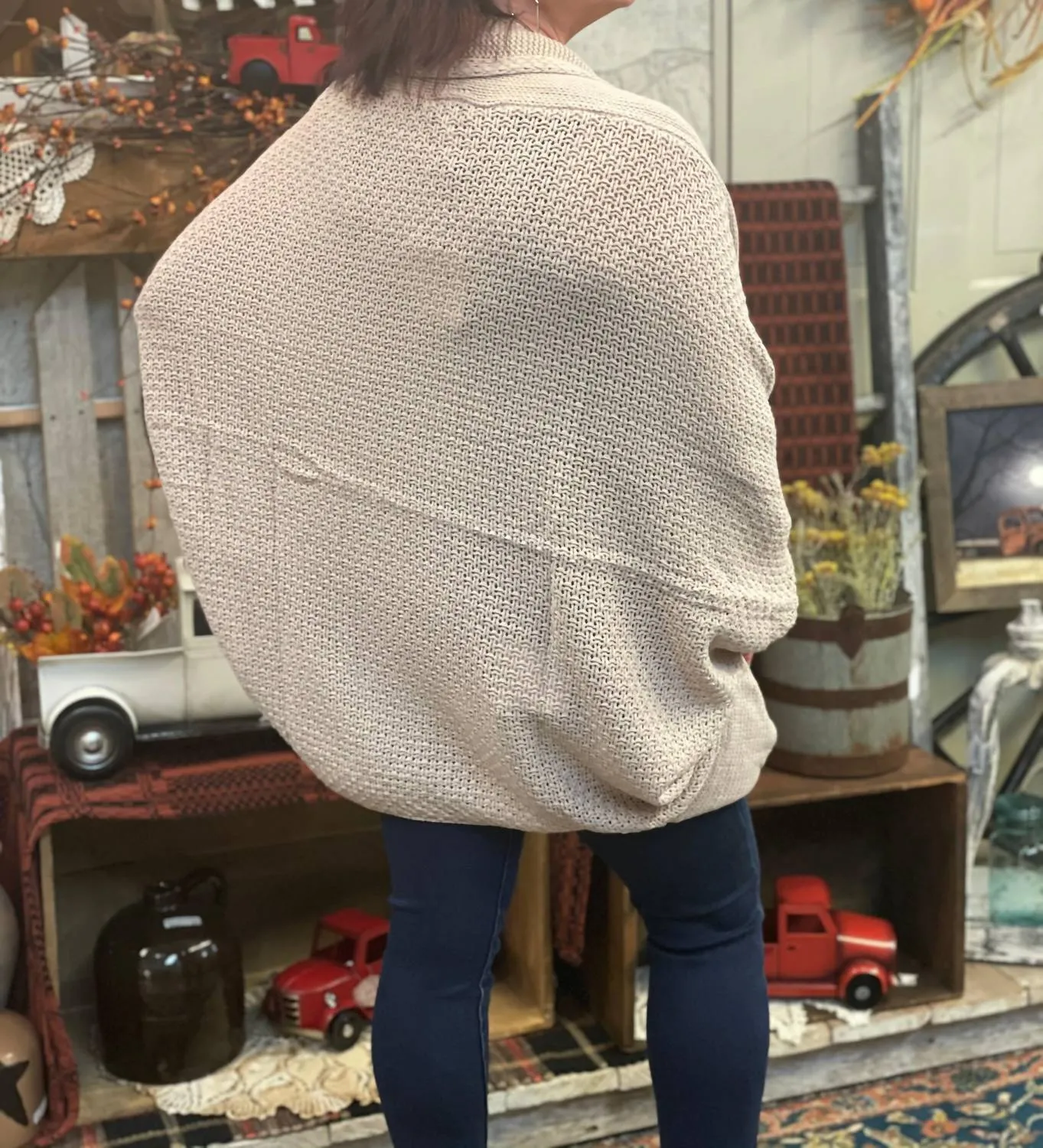 Knitted Cardigan In Taupe