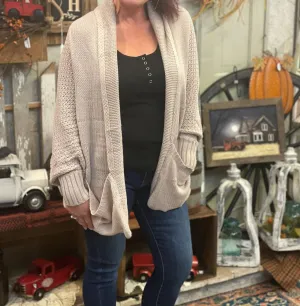 Knitted Cardigan In Taupe