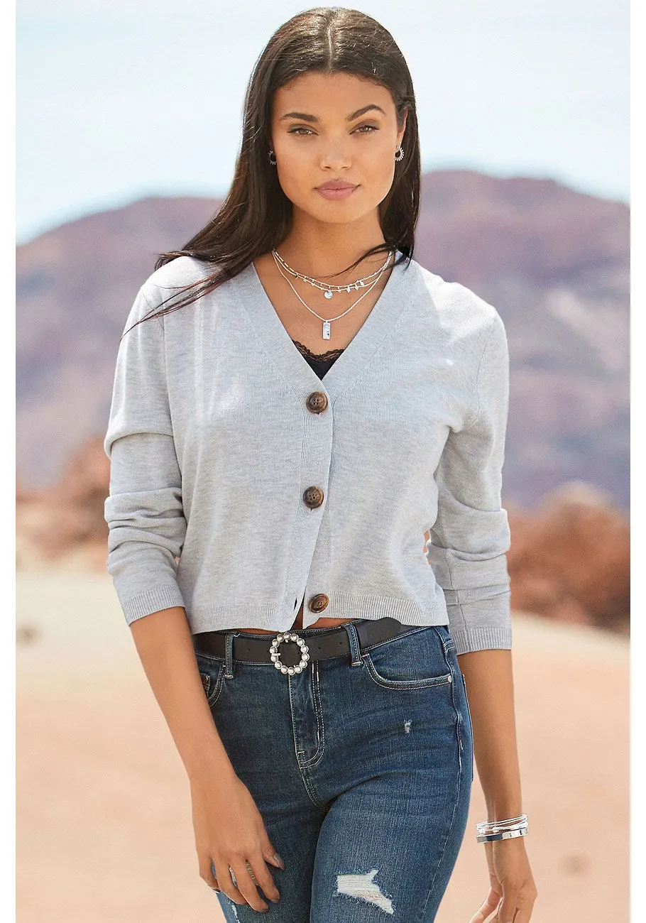 LASCANA Women's Classic Button-Up Cardigan