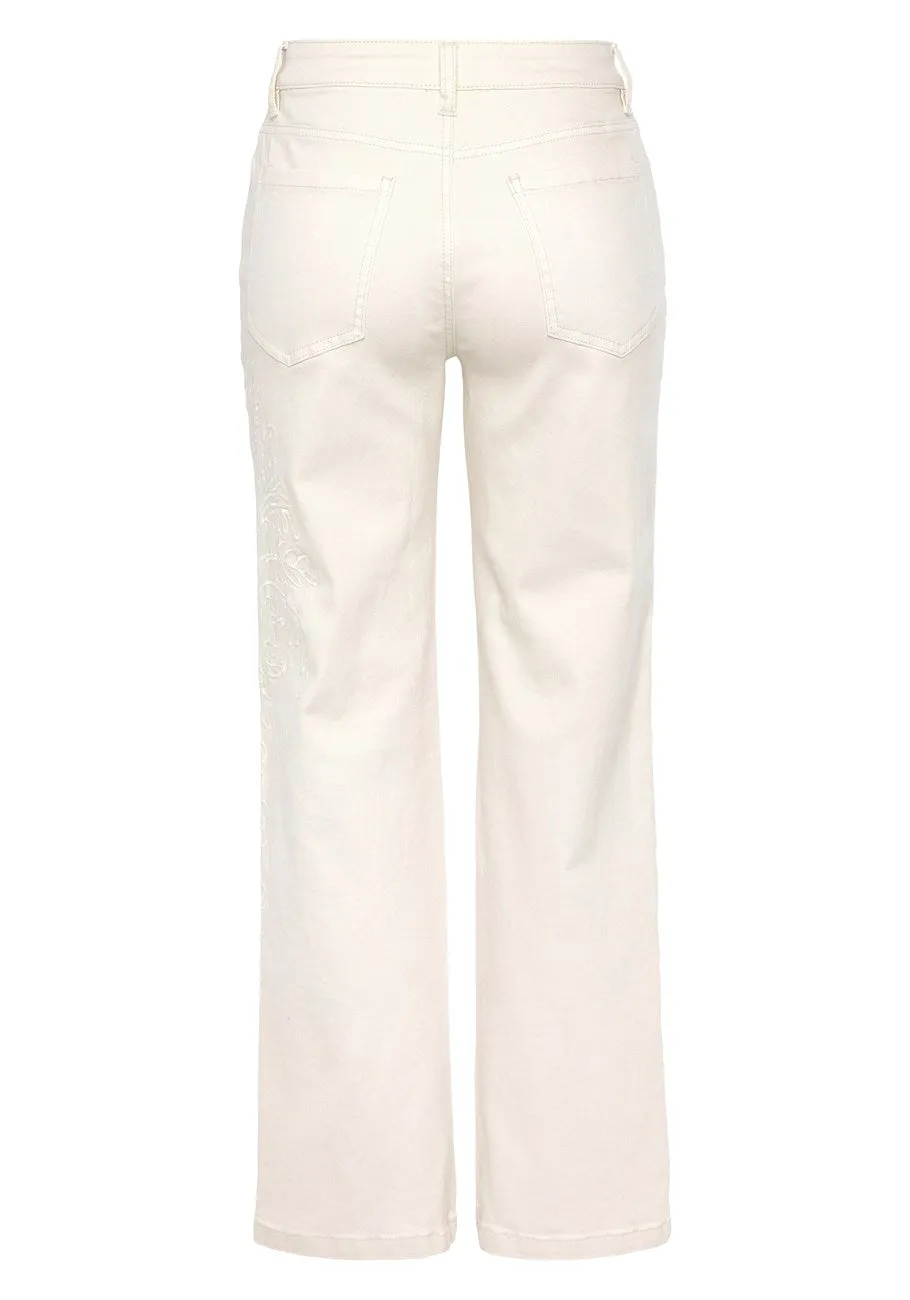 LASCANA Women's Embroidered Straight Leg Jeans