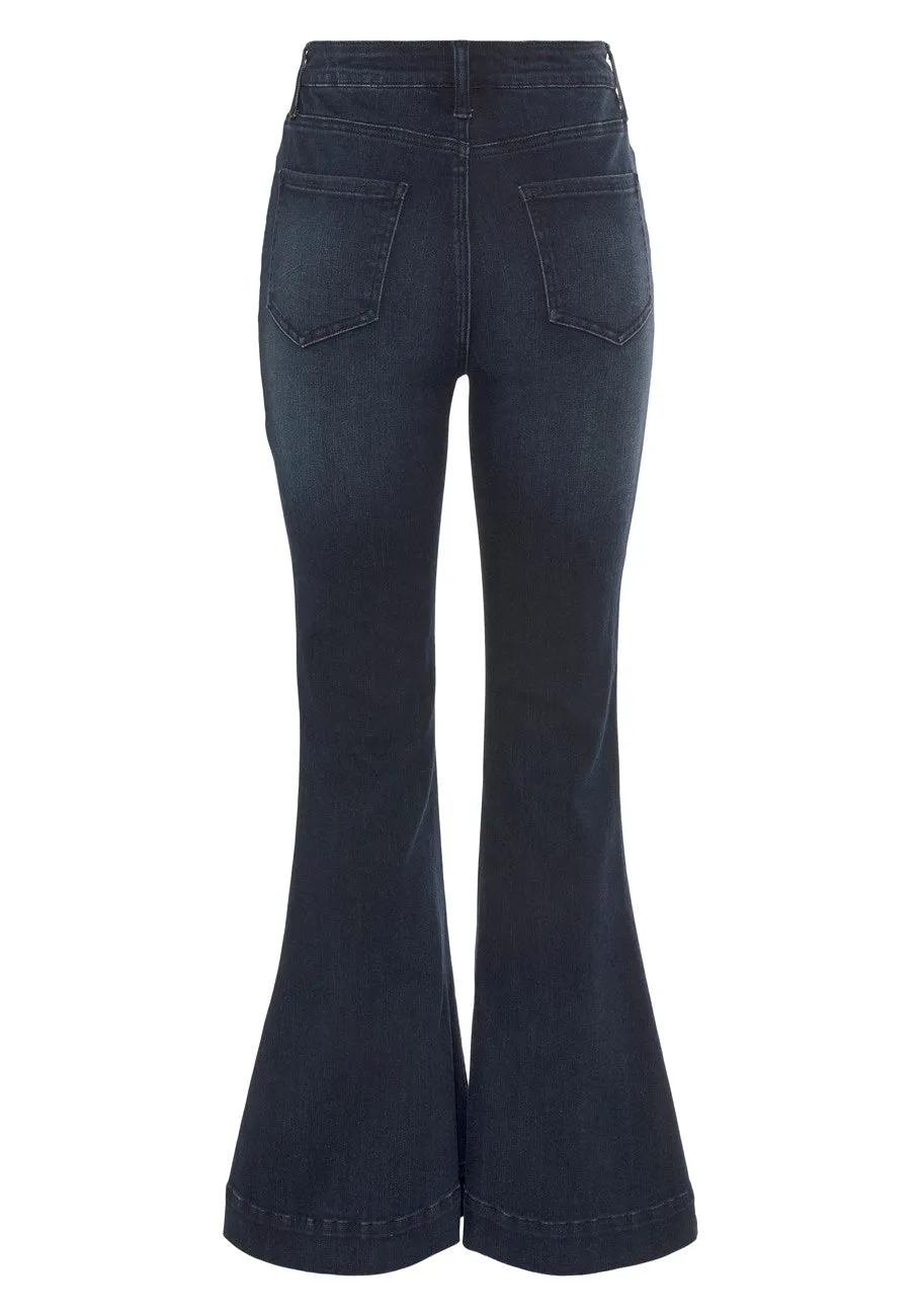 LASCANA Women's Flared Button Fly Jeans