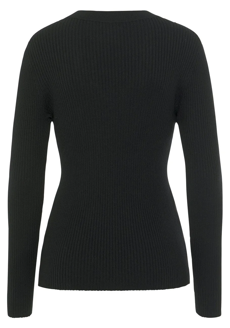 LASCANA Women's Studded V-Neck Sweater