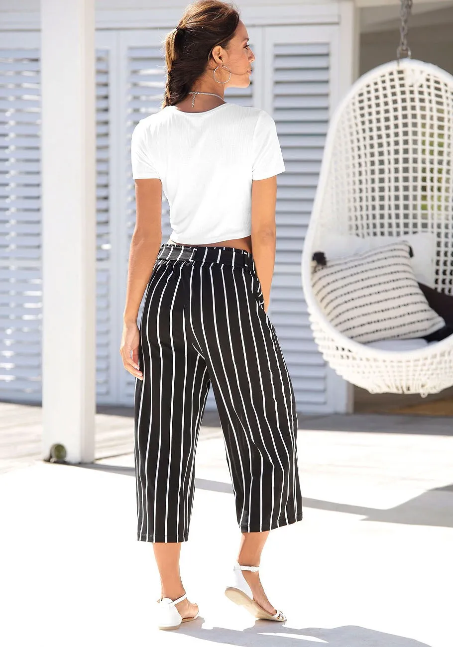 LASCANA Women's Tie Waist Culottes