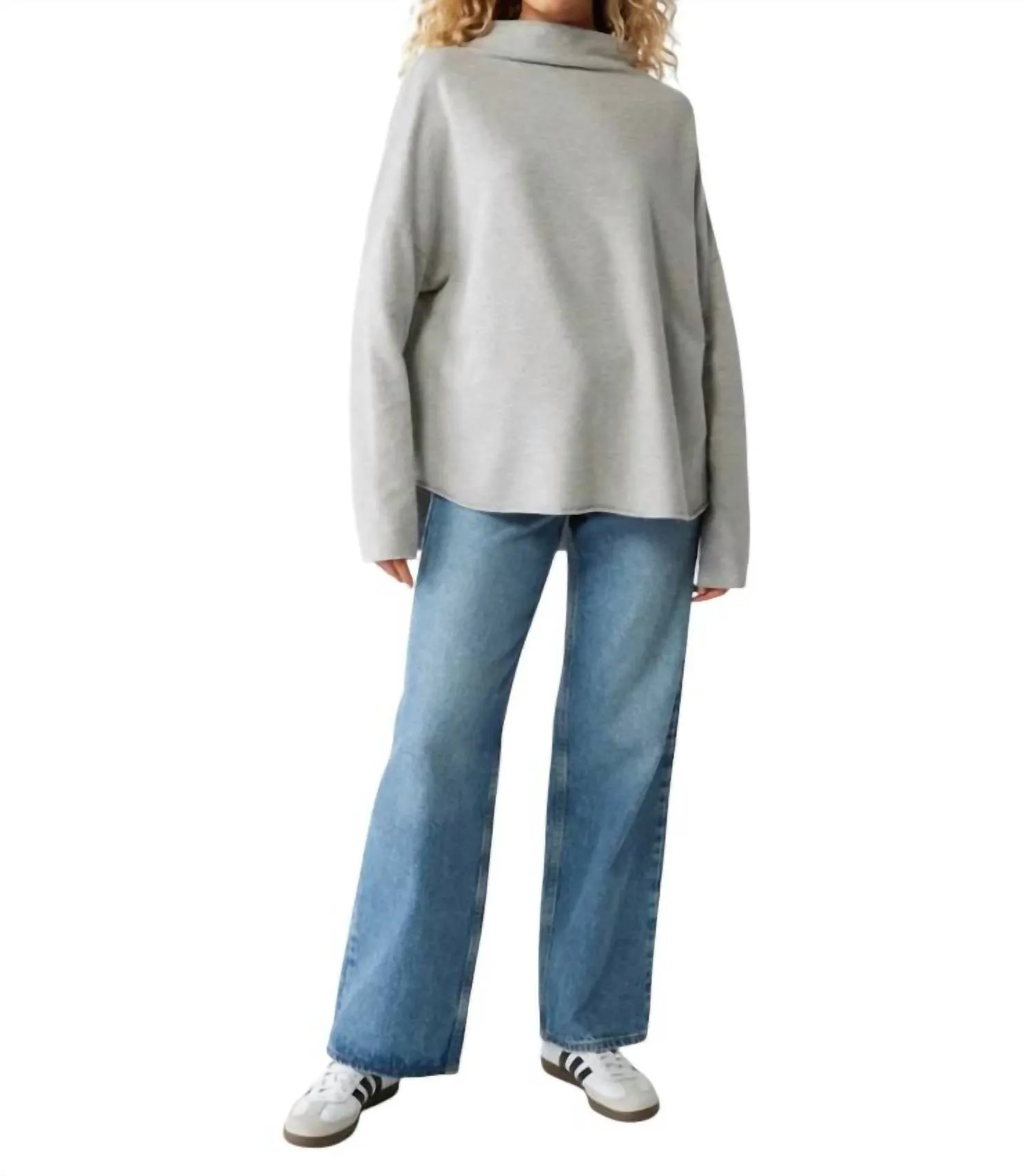 Laurel Mock Neck Top In Heather Grey