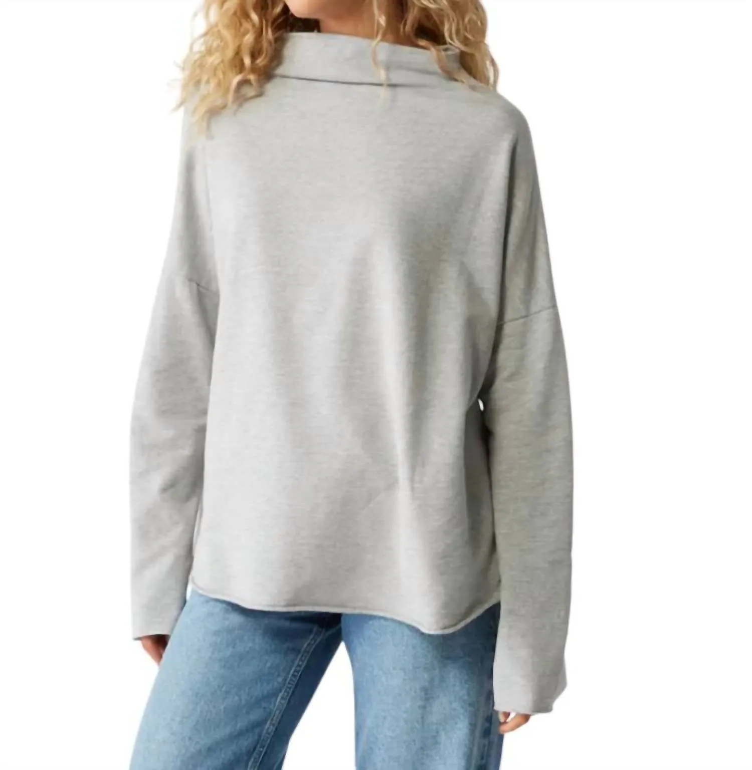 Laurel Mock Neck Top In Heather Grey