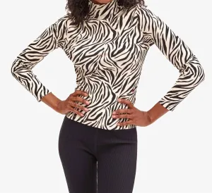 Le Turtleneck - Zebra Top In Cream/black