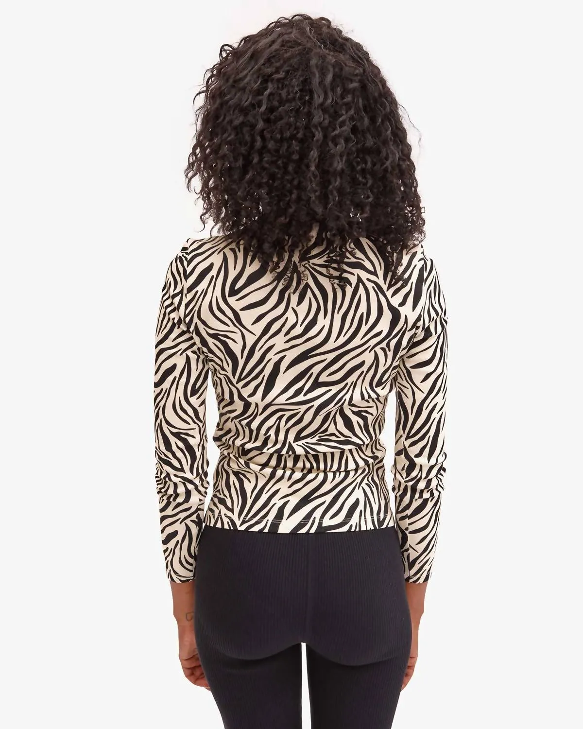 Le Turtleneck - Zebra Top In Cream/black