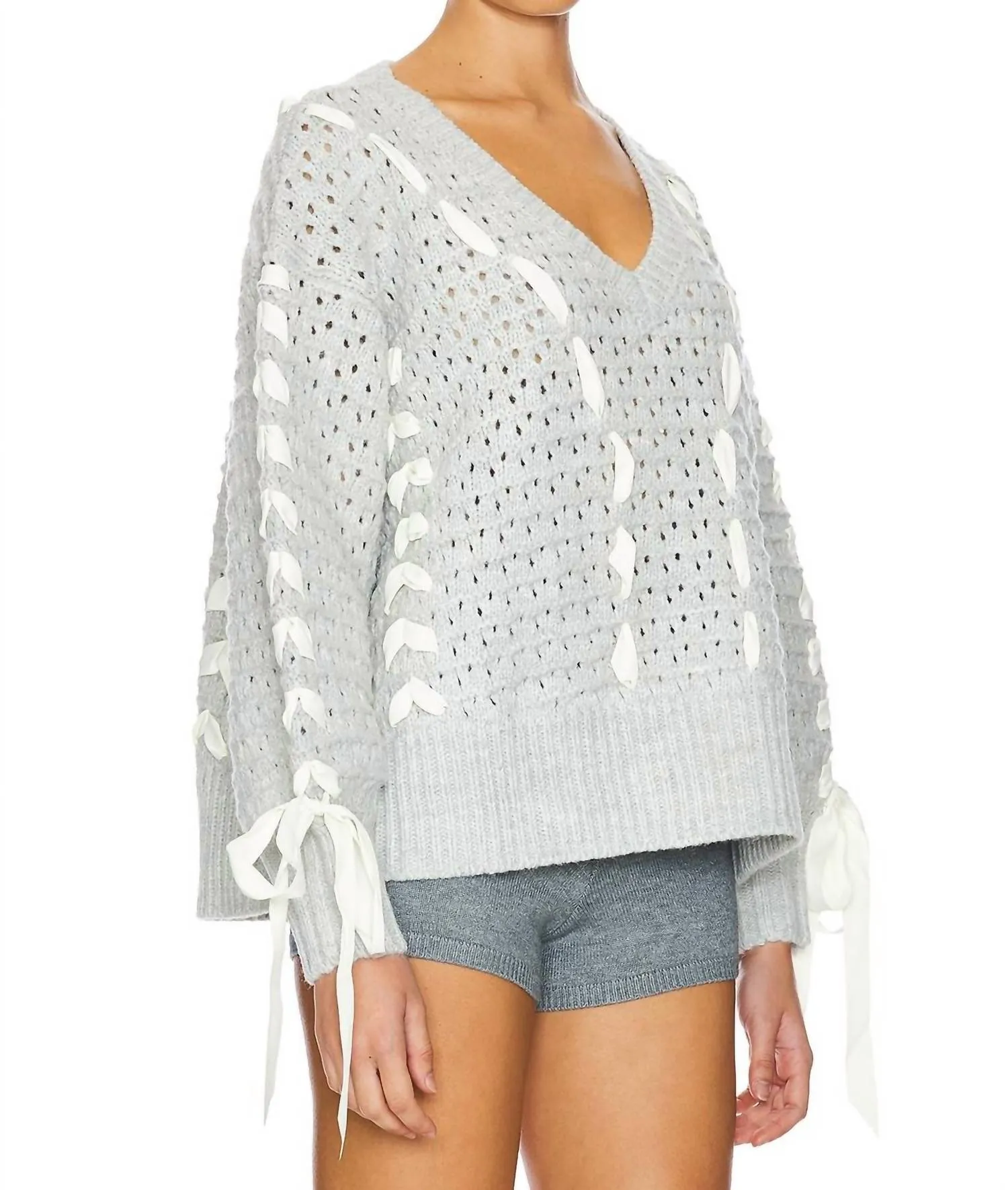Liberty V Neck Sweater In Grey