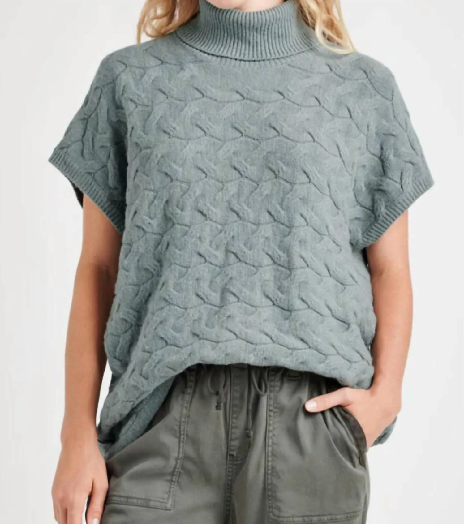 Liliana Turtleneck Sweater In Dusty Teal