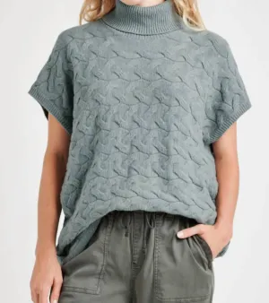 Liliana Turtleneck Sweater In Dusty Teal