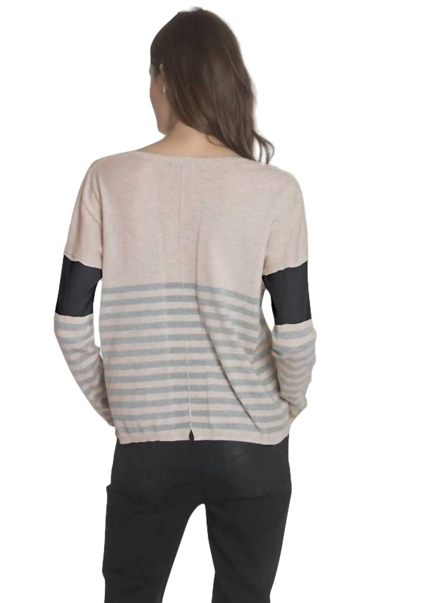 Lindsey Stripe Vee Top In Sand/fog