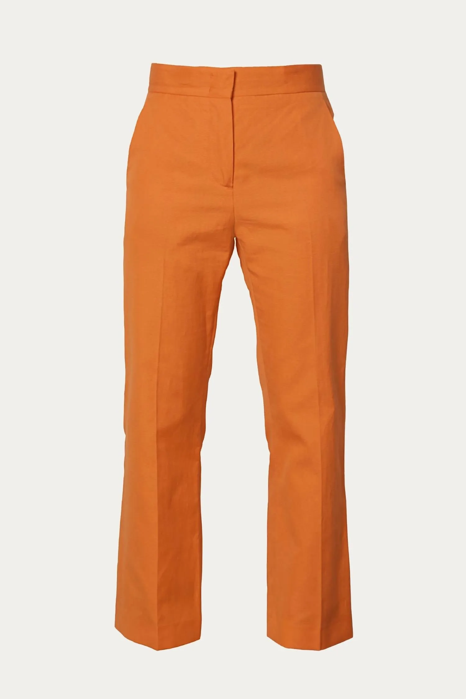 Linen Blend Trouser In Orange