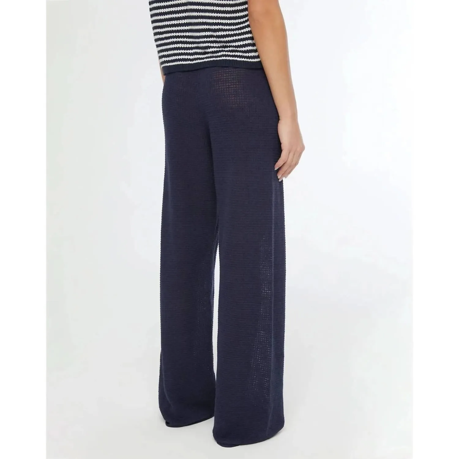 Linen Knit Drawstring Pant In Deep Navy