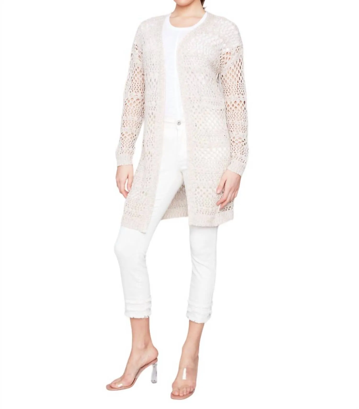 Long Cardigan In Beige