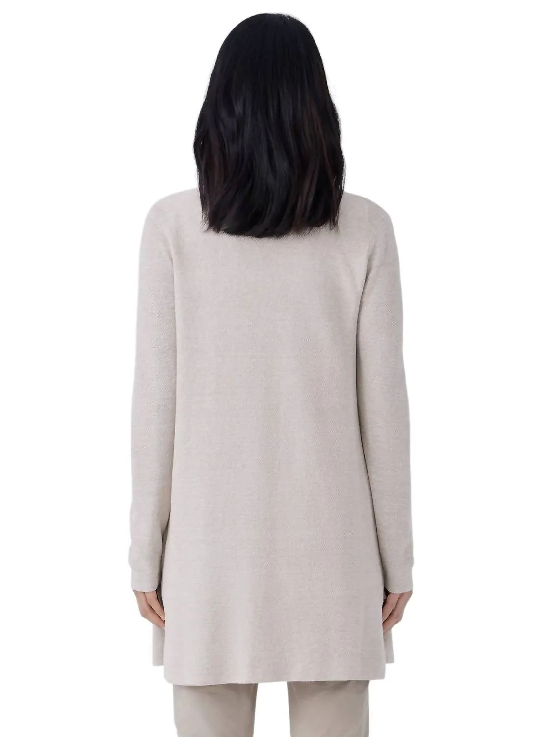 Long Cardigan In Natural/white
