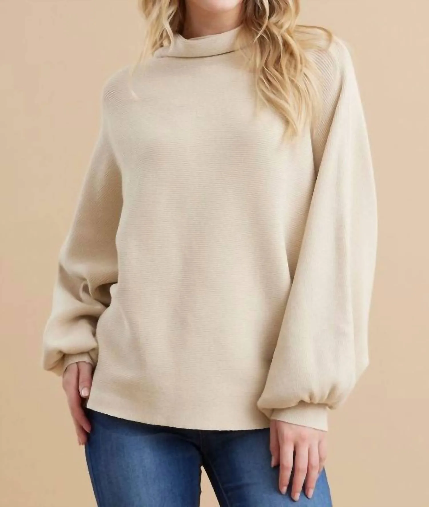 Long Sleeve Dolman Sweater In Natural