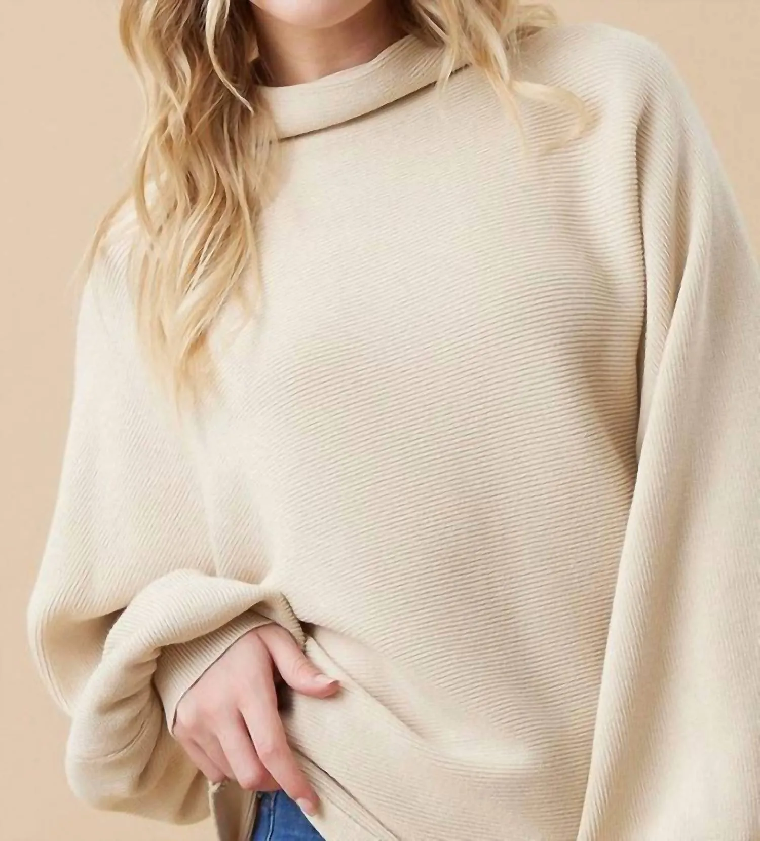 Long Sleeve Dolman Sweater In Natural