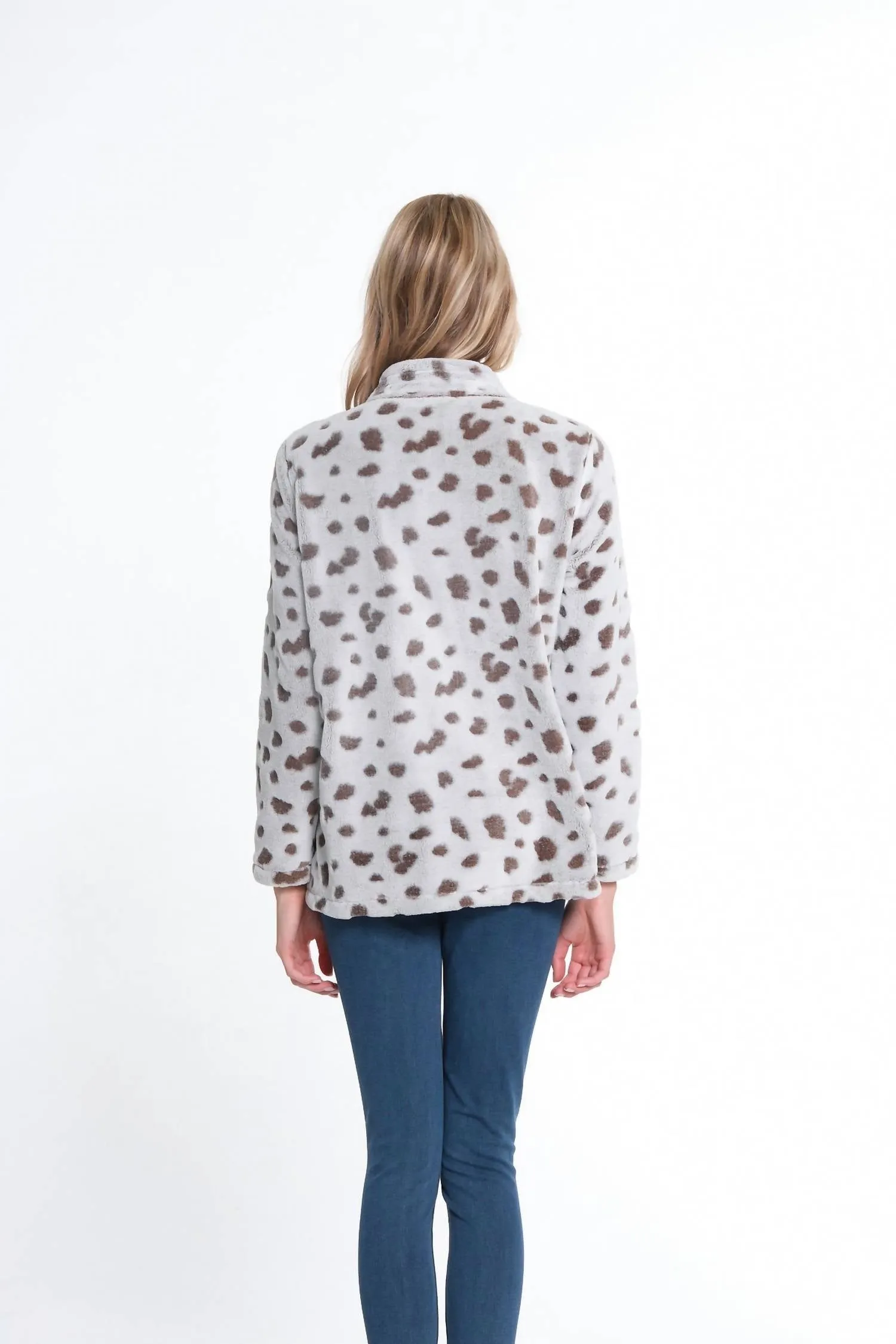 Long Sleeve Drawstring Collar Top In Truffle