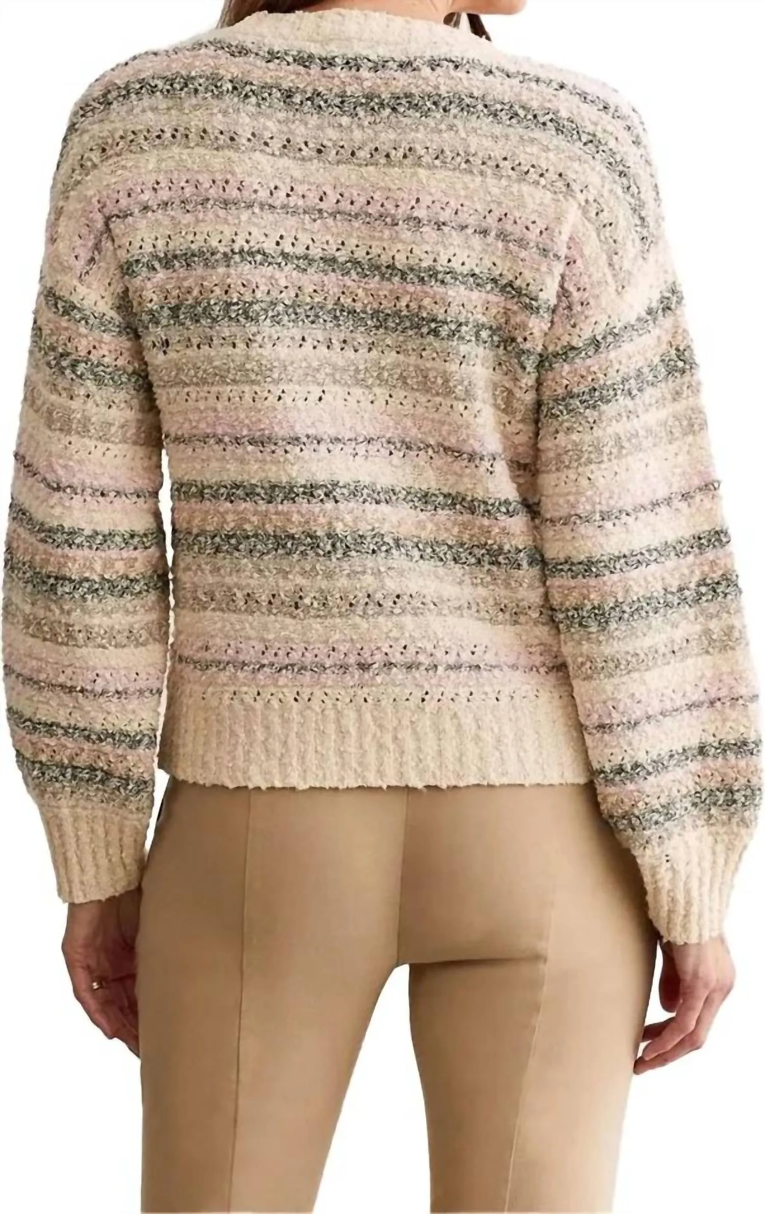 Long Sleeves Crew Neck Sweater In Rose Pink