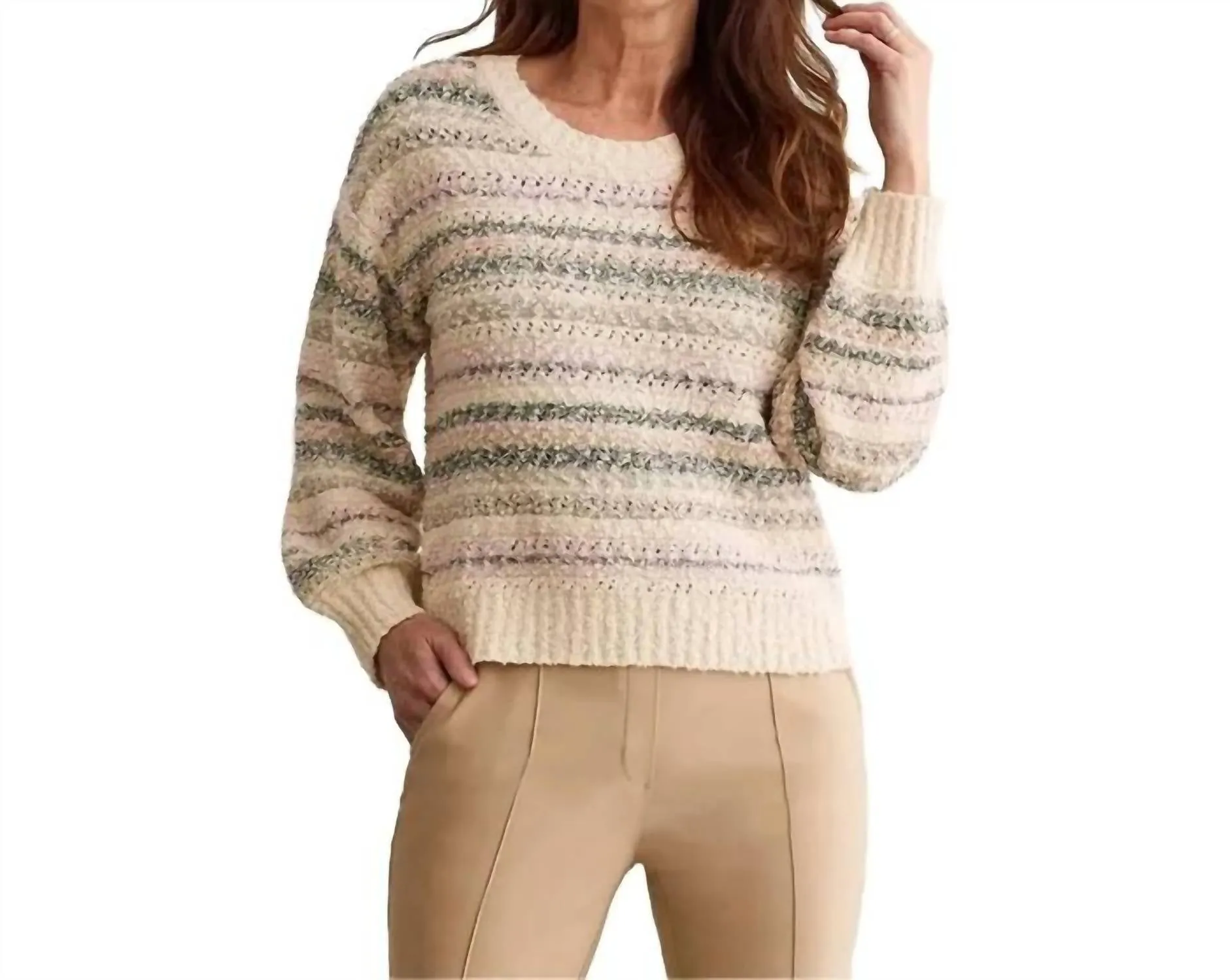Long Sleeves Crew Neck Sweater In Rose Pink