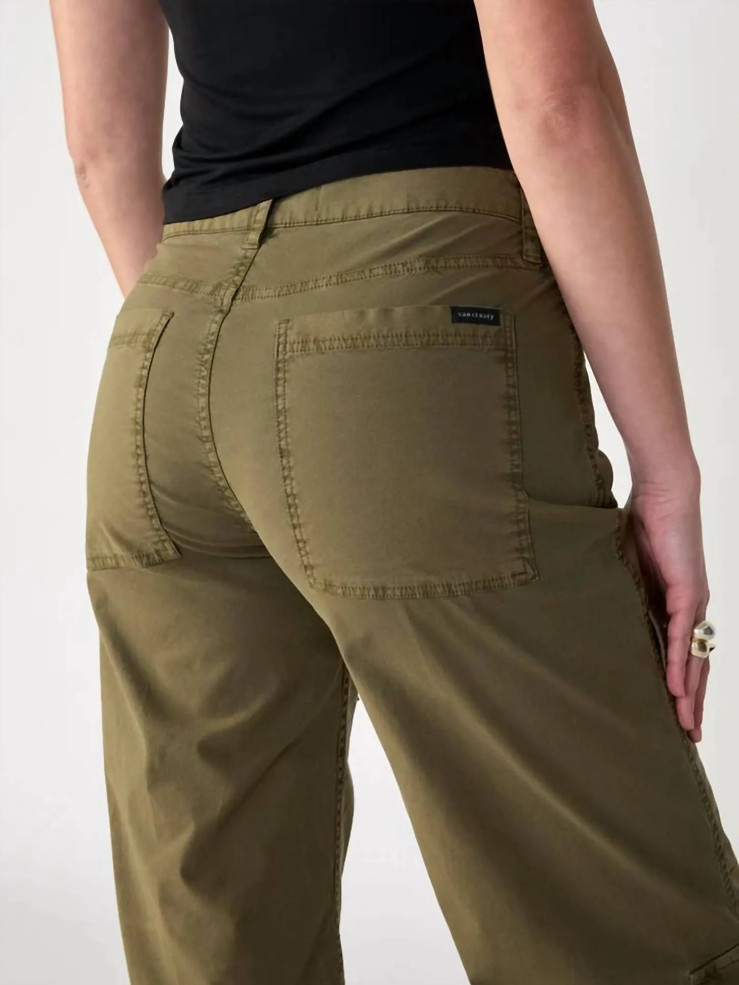 Low Slung Y2K Standard Rise Cargo Pant In Mossy Green