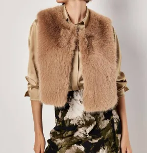 Luxe Layer Fur Vest In Brown