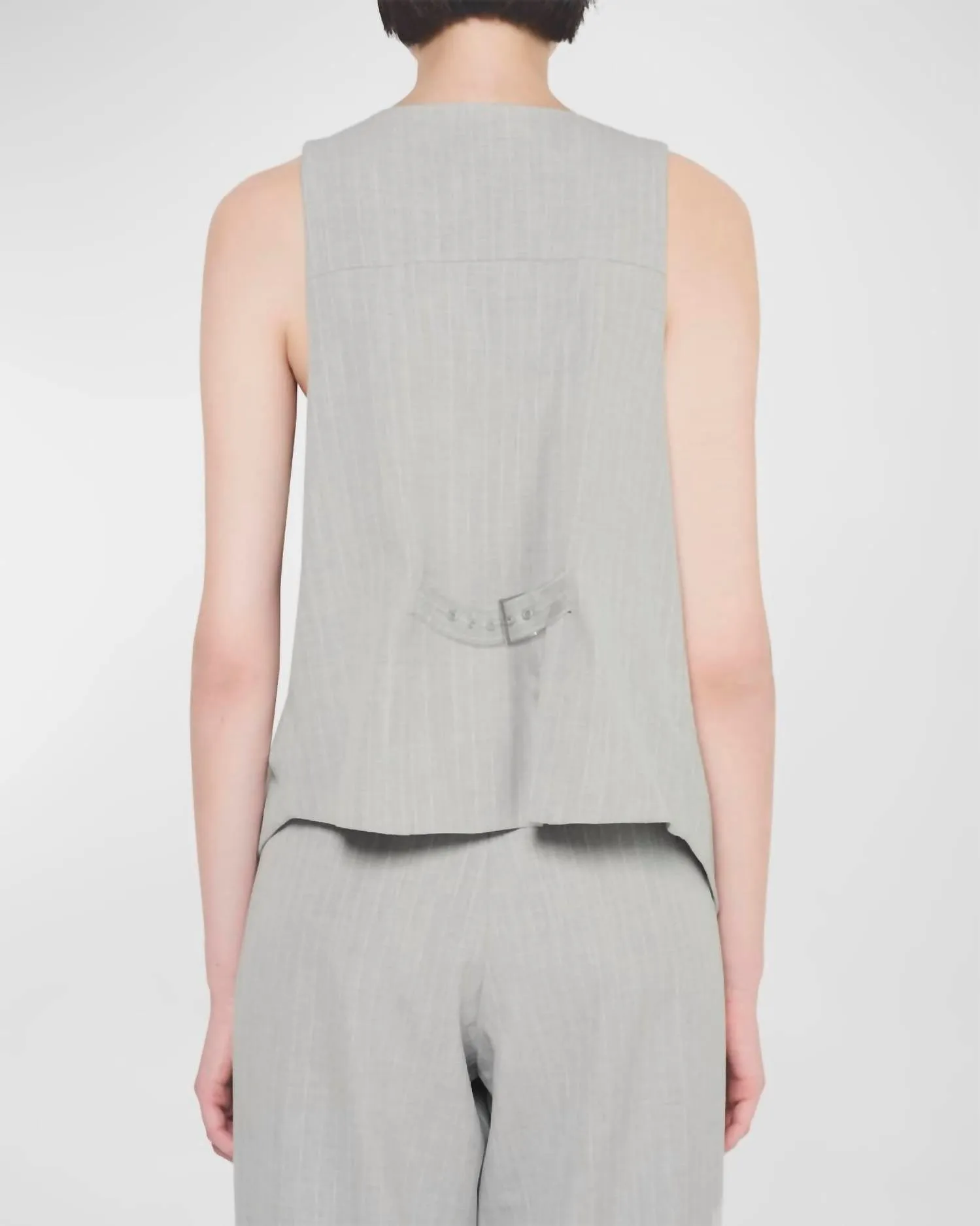 Luxembourg Twill Vest In Gray Pinstripe