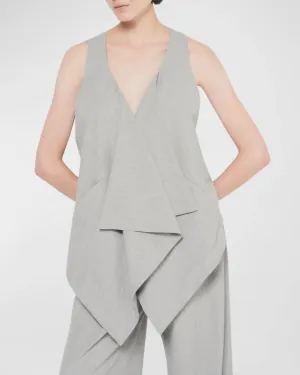 Luxembourg Twill Vest In Gray Pinstripe
