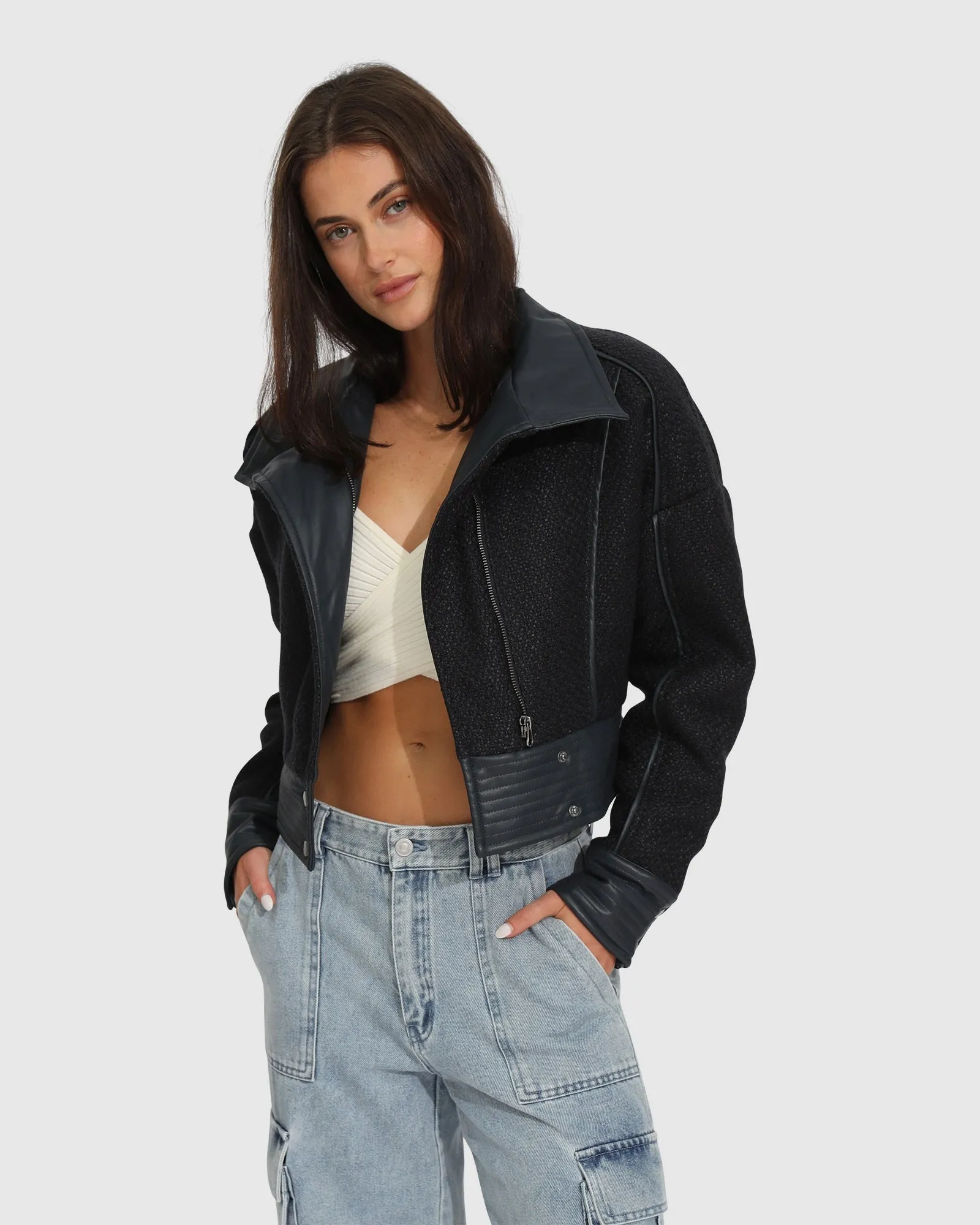 Mad Love Cropped Bomber Jacket