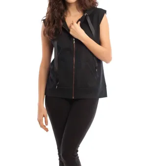 Madison Hooded Vest In Black