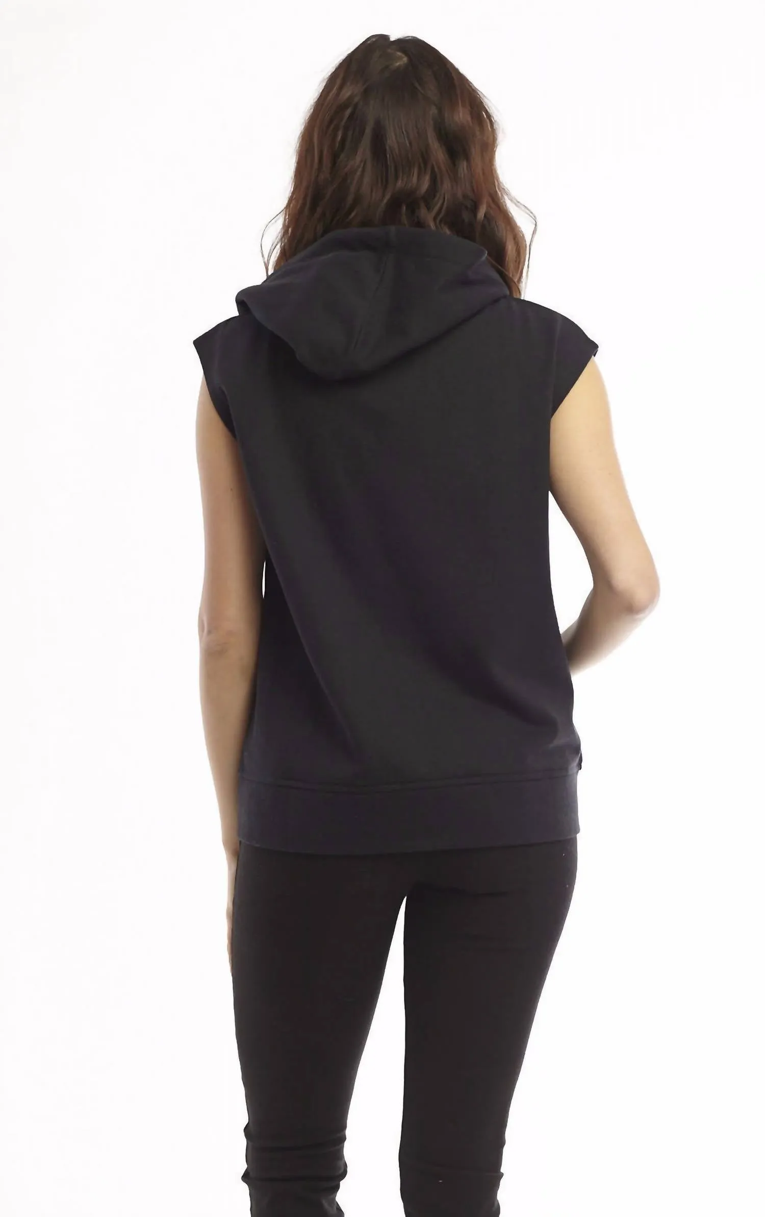 Madison Hooded Vest In Black