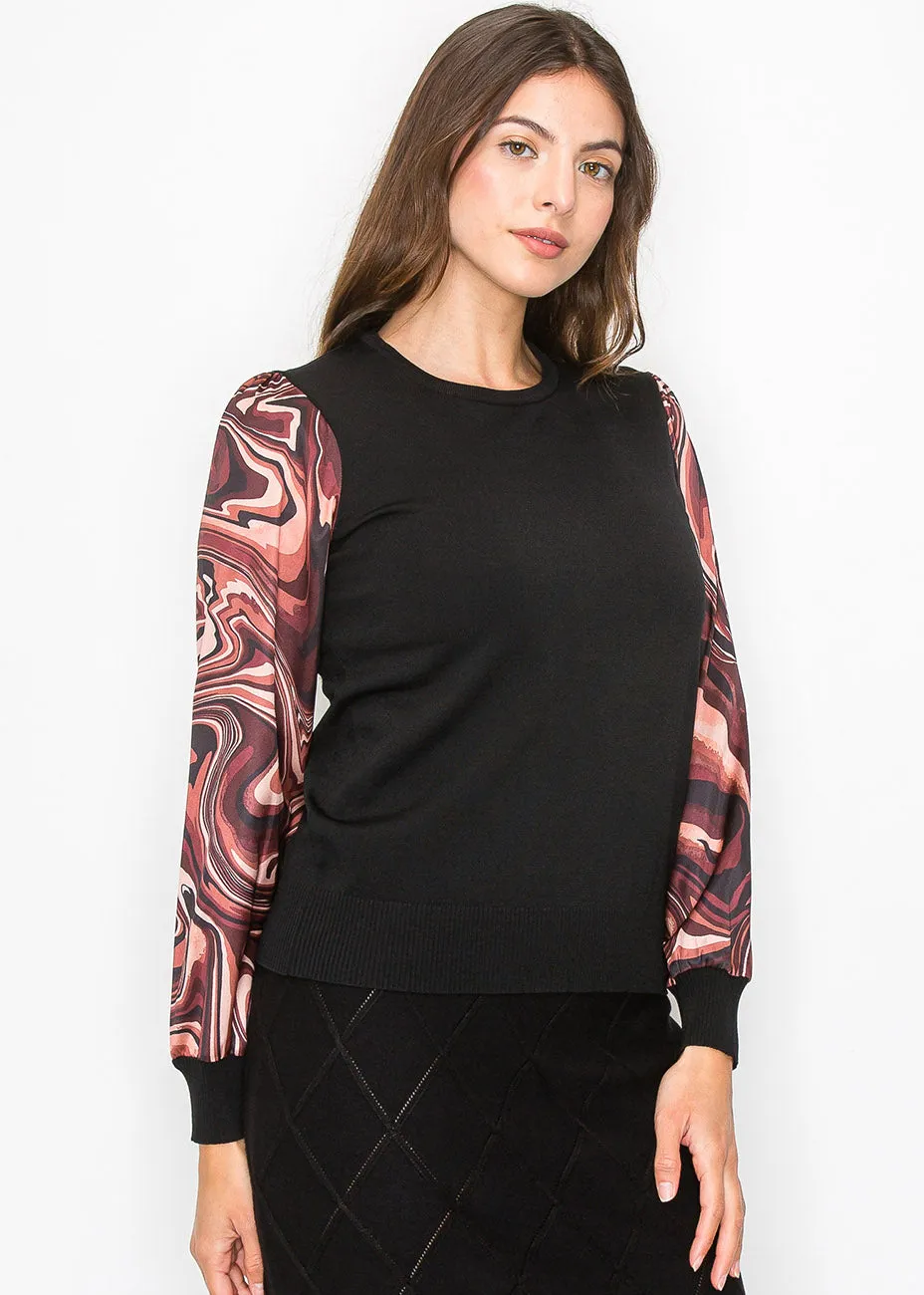 Marble Print Sleeve Top