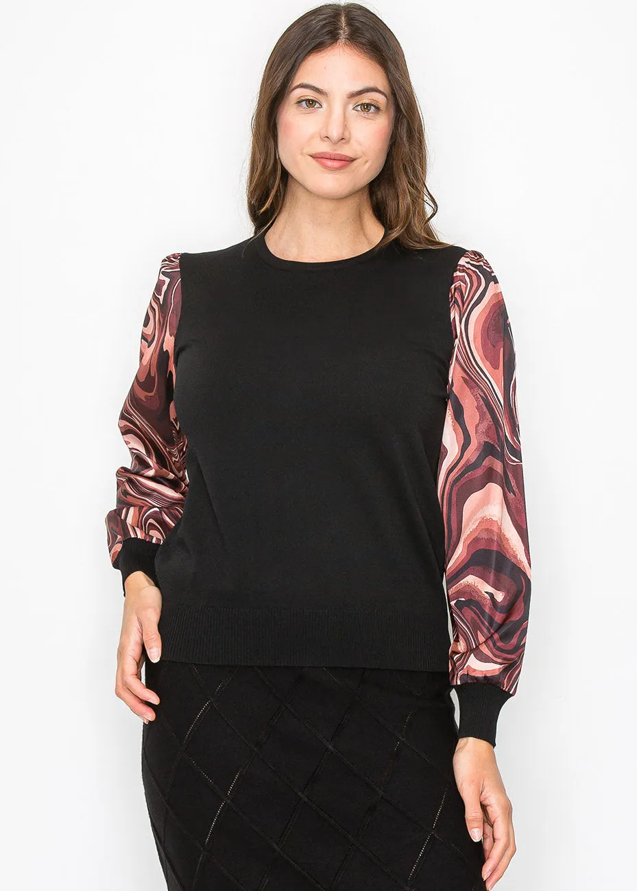 Marble Print Sleeve Top