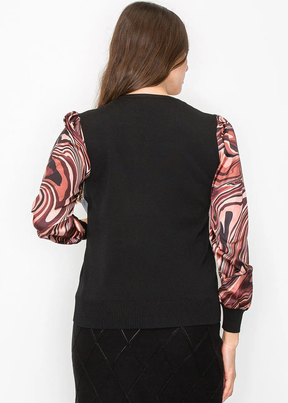 Marble Print Sleeve Top