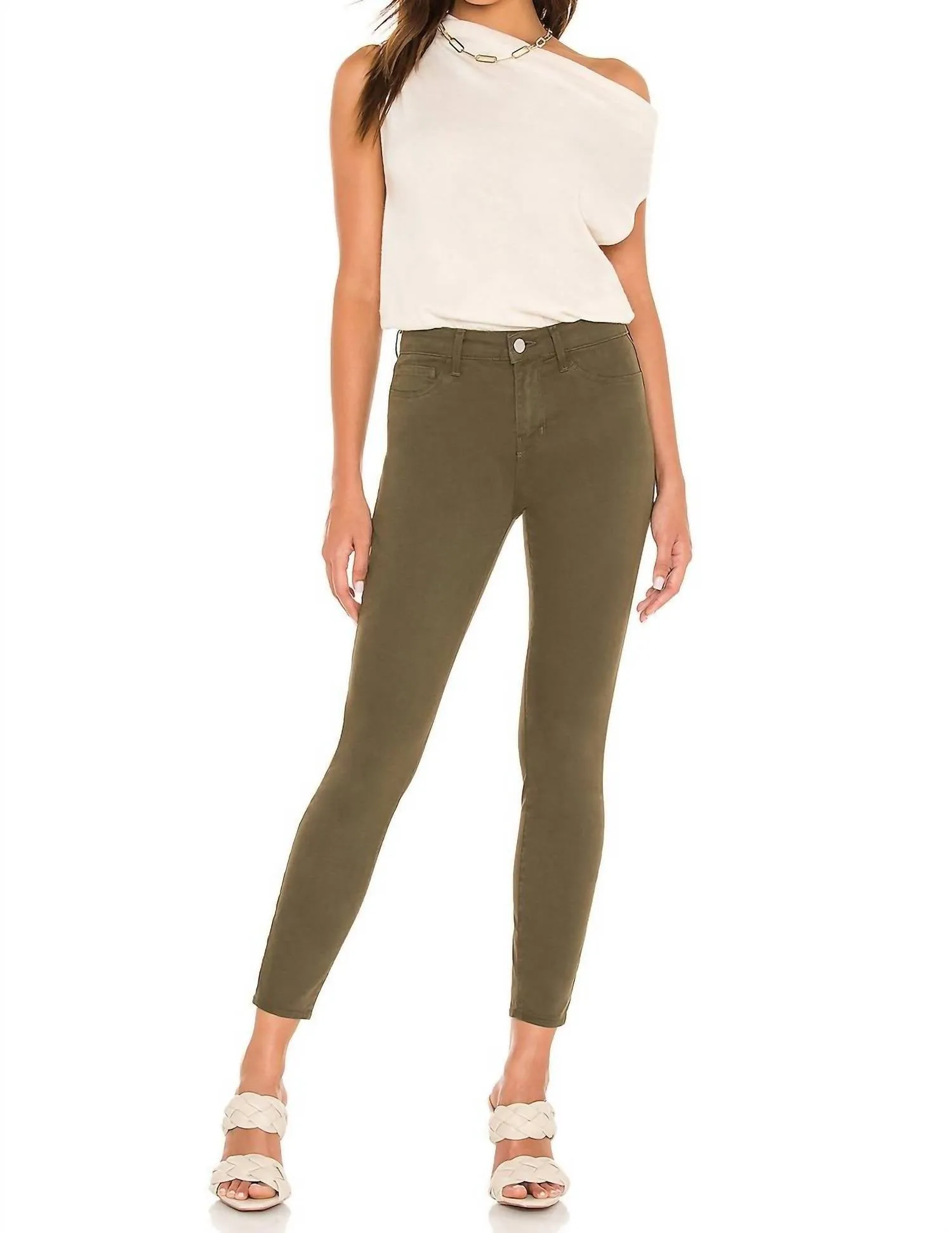 Margot High Rise Skinny Pant In Olive Night